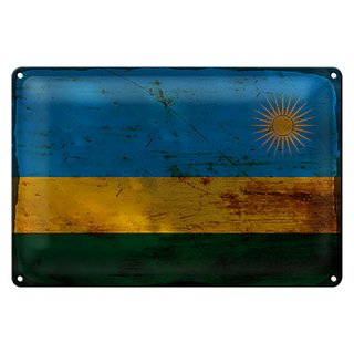 Blechschild Flagge Ruanda 30x20cm Flag of Rwanda Rost