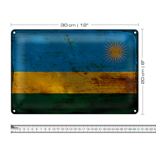 Blechschild Flagge Ruanda 30x20cm Flag of Rwanda Rost