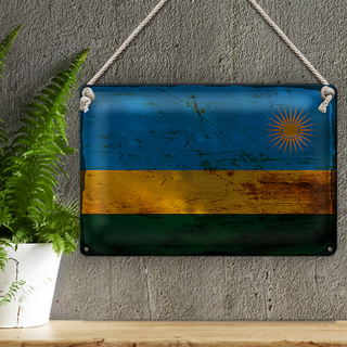 Blechschild Flagge Ruanda 30x20cm Flag of Rwanda Rost