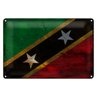 Blechschild Flagge St. Kitts und Nevis 30x20cm Flag Rost