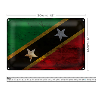 Blechschild Flagge St. Kitts und Nevis 30x20cm Flag Rost
