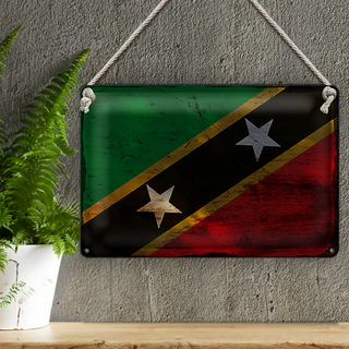 Blechschild Flagge St. Kitts und Nevis 30x20cm Flag Rost