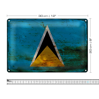 Blechschild Flagge Saint Lucia 30x20cm Saint Lucia Rost