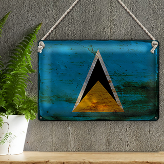 Blechschild Flagge Saint Lucia 30x20cm Saint Lucia Rost