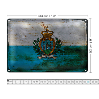 Blechschild Flagge San Marino 30x20cm San Marino Rost