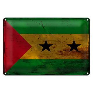 Blechschild Flagge São Tomé und Príncipe 30x20cm Flag Rost