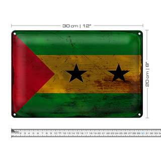 Blechschild Flagge São Tomé und Príncipe 30x20cm Flag Rost