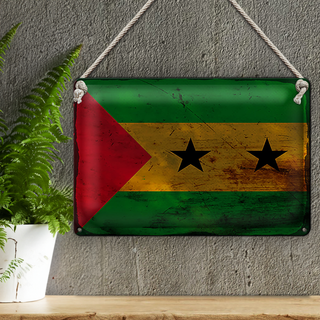 Blechschild Flagge São Tomé und Príncipe 30x20cm Flag Rost