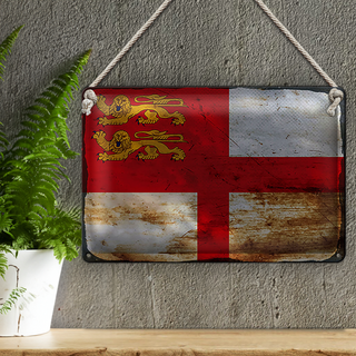 Blechschild Flagge Sark 30x20cm Flag of Sark Rost