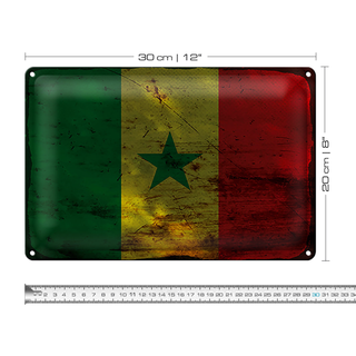 Blechschild Flagge Senegal 30x20cm Flag of Senegal Rost