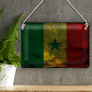 Blechschild Flagge Senegal 30x20cm Flag of Senegal Rost