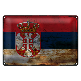 Blechschild Flagge Serbien 30x20cm Flag of Serbia Rost