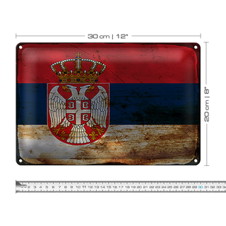 Blechschild Flagge Serbien 30x20cm Flag of Serbia Rost