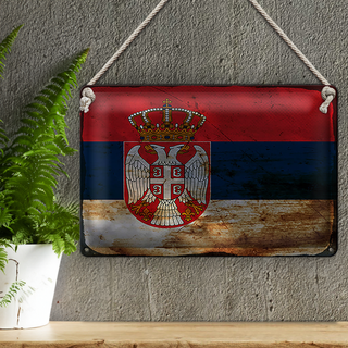 Blechschild Flagge Serbien 30x20cm Flag of Serbia Rost