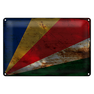 Blechschild Flagge Seychellen 30x20cm Flag Seychelles Rost