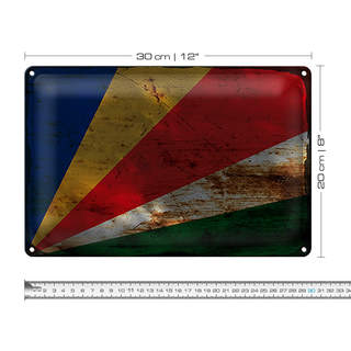 Blechschild Flagge Seychellen 30x20cm Flag Seychelles Rost