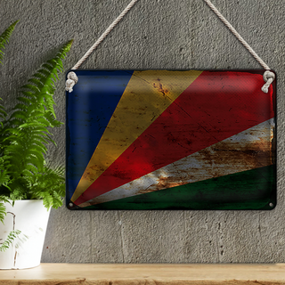 Blechschild Flagge Seychellen 30x20cm Flag Seychelles Rost