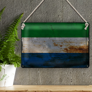 Blechschild Flagge Sierra Leone 30x20cm Sierra Leone Rost
