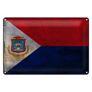 Blechschild Flagge Sint Maarten 30x20cm Sint Maarten Rost