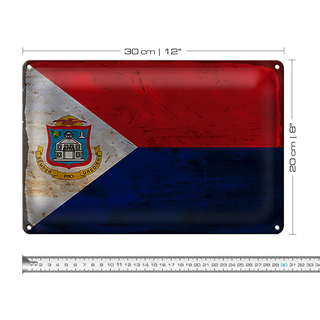 Blechschild Flagge Sint Maarten 30x20cm Sint Maarten Rost