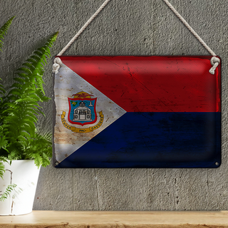 Blechschild Flagge Sint Maarten 30x20cm Sint Maarten Rost