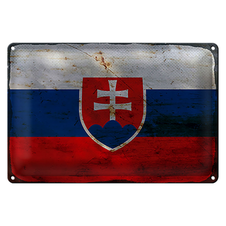 Blechschild Flagge Slowakei 30x20cm Flag of Slovakia Rost