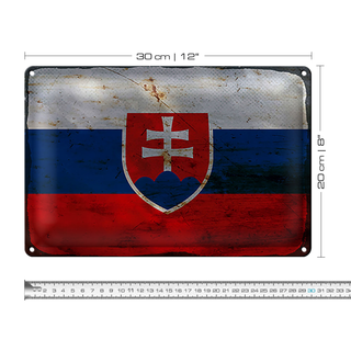 Blechschild Flagge Slowakei 30x20cm Flag of Slovakia Rost