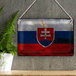 Blechschild Flagge Slowakei 30x20cm Flag of Slovakia Rost