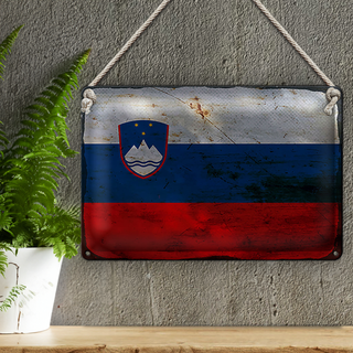 Blechschild Flagge Slowenien 30x20cm Flag Slovenia Rost