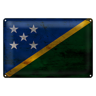 Blechschild Flagge Salomonen 30x20cm Solomon Islands Rost