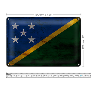 Blechschild Flagge Salomonen 30x20cm Solomon Islands Rost