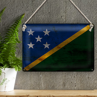 Blechschild Flagge Salomonen 30x20cm Solomon Islands Rost