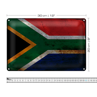 Blechschild Flagge Südafrika 30x20cm South Africa Rost