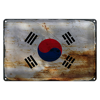 Blechschild Flagge Südkorea 30x20cm Flag South Korea Rost