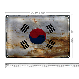 Blechschild Flagge Südkorea 30x20cm Flag South Korea Rost