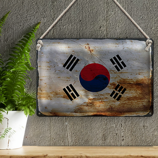 Blechschild Flagge Südkorea 30x20cm Flag South Korea Rost