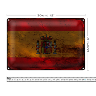 Blechschild Flagge Spanien 30x20cm Flag of Spain Rost