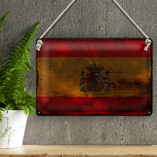 Blechschild Flagge Spanien 30x20cm Flag of Spain Rost
