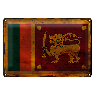 Blechschild Flagge Sri Lanka 30x20cm Flag Sri Lanka Rost