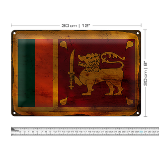 Blechschild Flagge Sri Lanka 30x20cm Flag Sri Lanka Rost