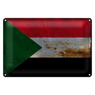 Blechschild Flagge Sudan 30x20cm Flag of Sudan Rost