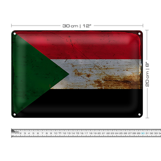 Blechschild Flagge Sudan 30x20cm Flag of Sudan Rost