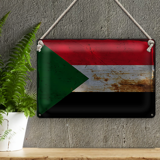 Blechschild Flagge Sudan 30x20cm Flag of Sudan Rost