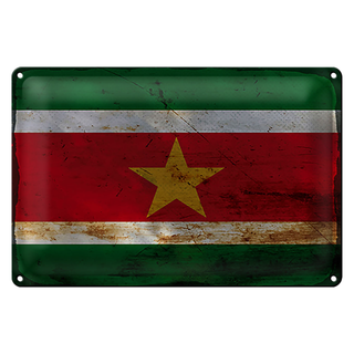 Blechschild Flagge Suriname 30x20cm Flag of Suriname Rost