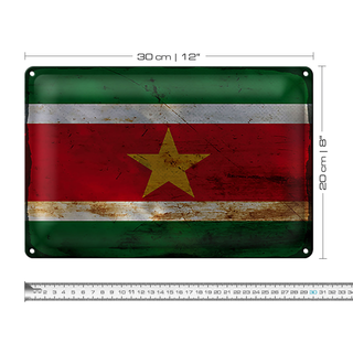 Blechschild Flagge Suriname 30x20cm Flag of Suriname Rost