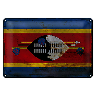 Blechschild Flagge Swasiland 30x20cm Flag Eswatini Rost