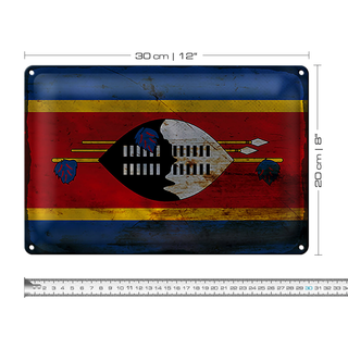 Blechschild Flagge Swasiland 30x20cm Flag Eswatini Rost