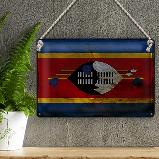 Blechschild Flagge Swasiland 30x20cm Flag Eswatini Rost