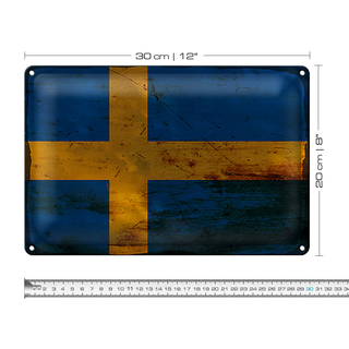 Blechschild Flagge Schweden 30x20cm Flag of Sweden Rost