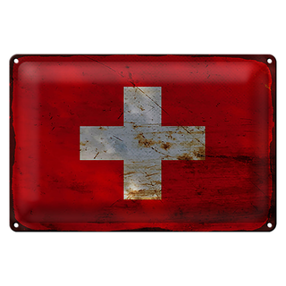 Blechschild Flagge Schweiz 30x20cm Flag Switzerland Rost